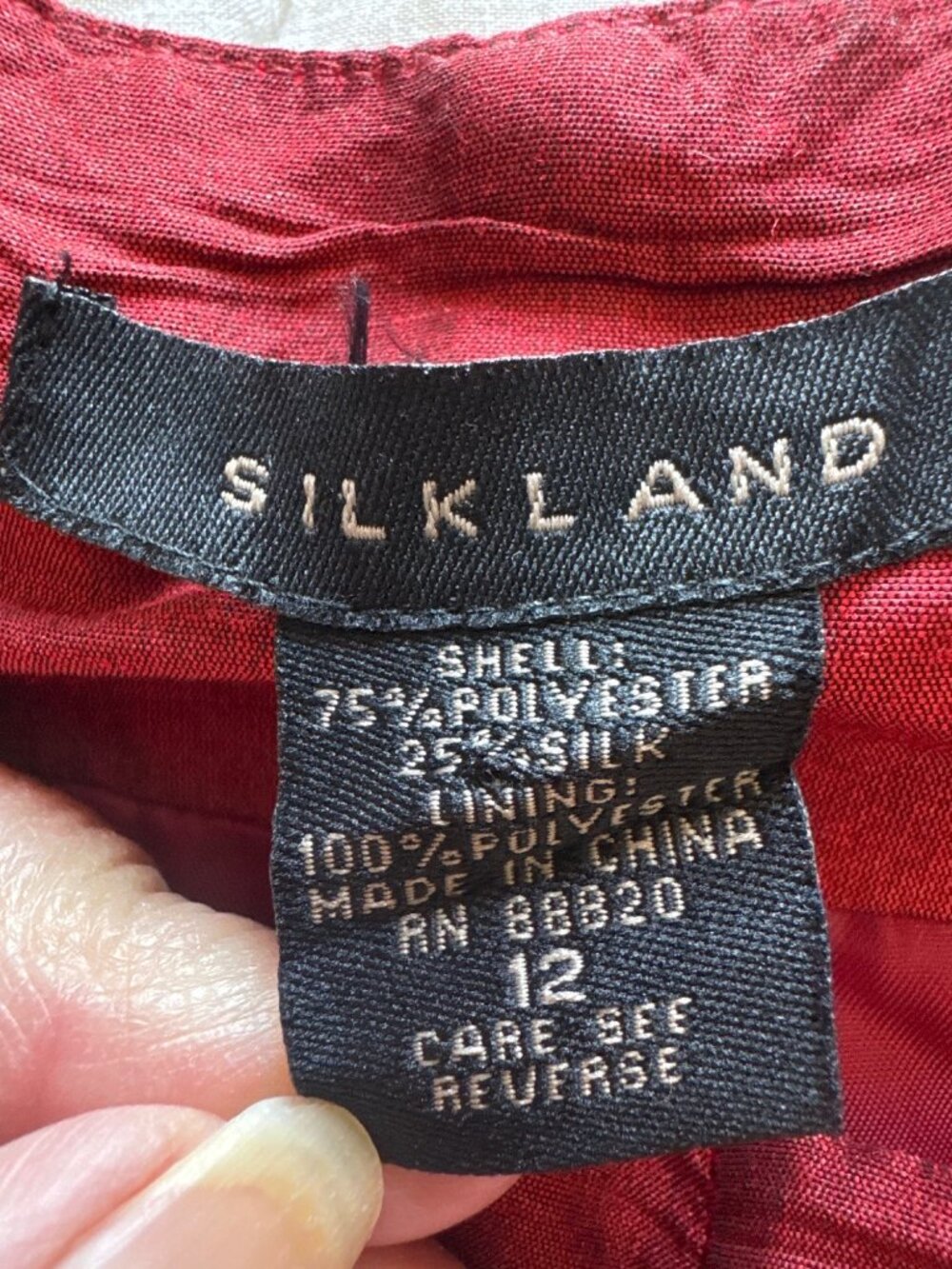 Silkland Red Satin Pants Silk Blend High Rise Straight Leg Women's Sz 12 Career - Picture 3 of 10